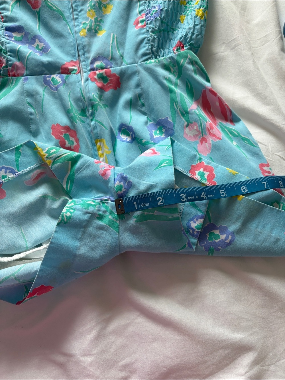 Vintage Floral Blue Romper with Spaghetti Straps - Picture 13 of 13